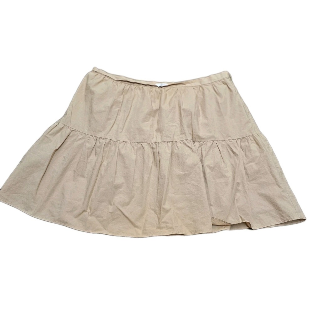 Madewell Skirt Womens 14 Tan Tiered Cotton Mini G3460 Lined Neutral Boho Casual